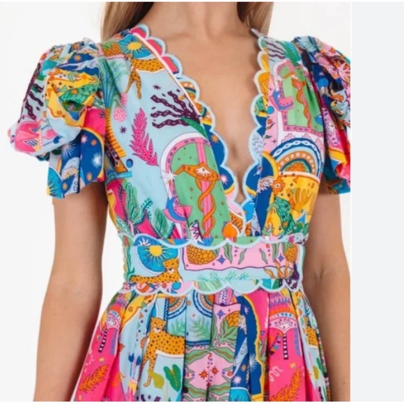 j. marie Dresses & Skirts - J. Marie The Sloane bow sleeve midi zodiac print sz XS nwt